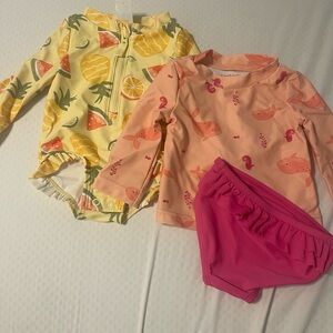 Carter's Yellow and Pink Rashguard Swim Set